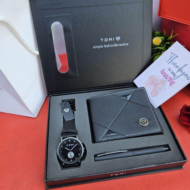 TOMI Men's 3-in-1 Gift Set – Watch, Wallet & Pen