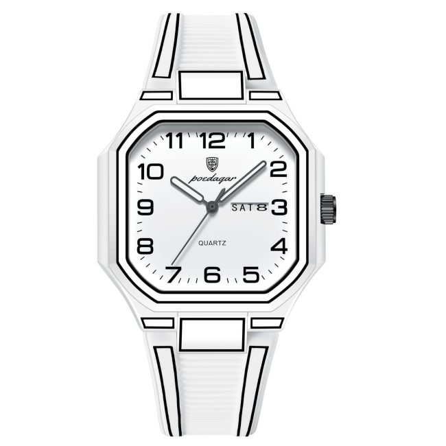 POEDAGAR 608 Classic Quartz Watch – Minimalist Silicon Strap