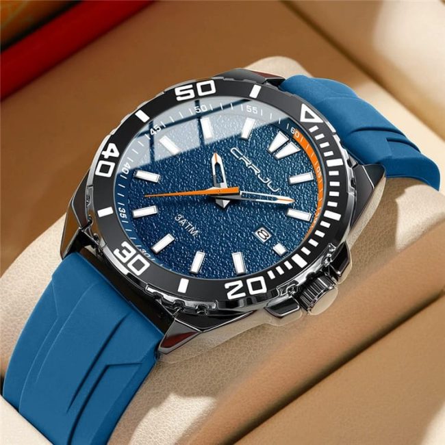 CRRJU Men's Sport Diver-Style Watch – Green & Black