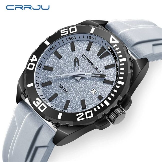 CRRJU Men's Sport Diver-Style Watch – Green & Black