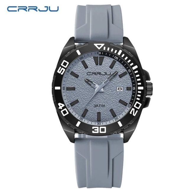 CRRJU Men's Sport Diver-Style Watch – Green & Black