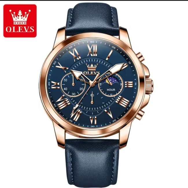OLEVS Men's Luxury Moon Phase Chronograph Watch