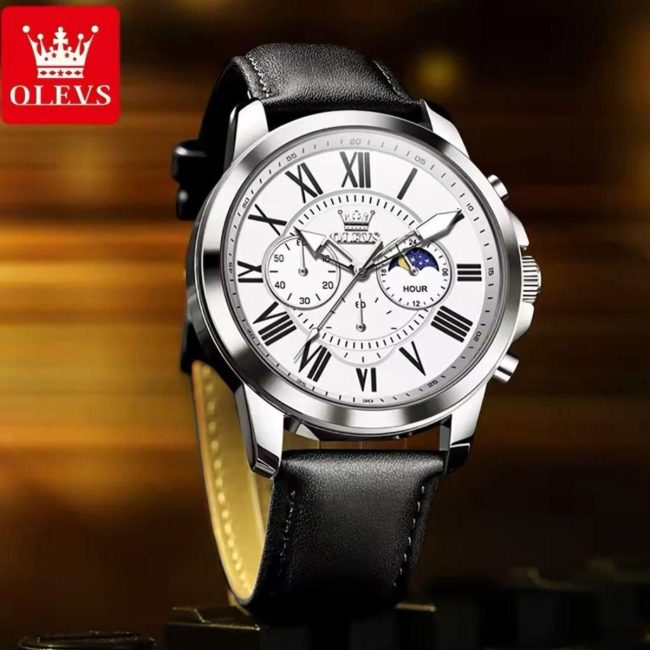OLEVS Men's Luxury Moon Phase Chronograph Watch