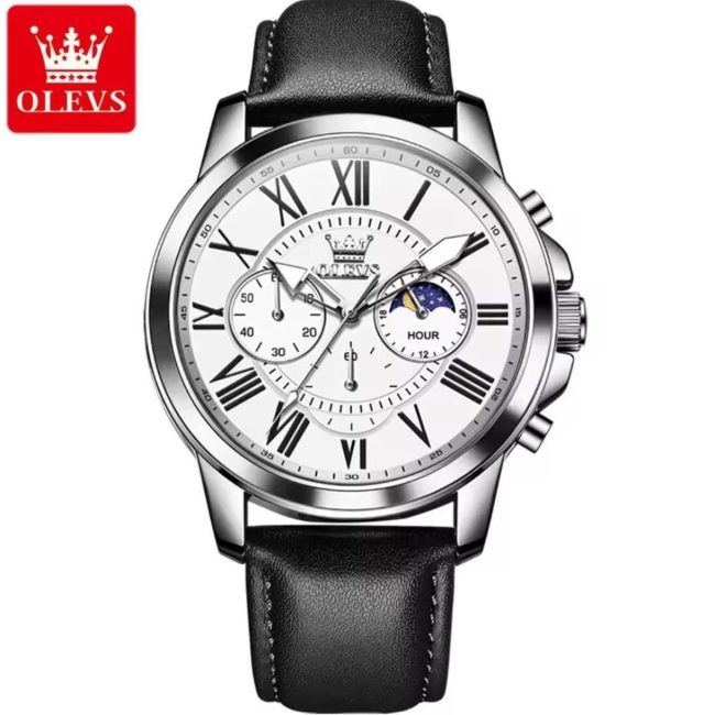 OLEVS Men's Luxury Moon Phase Chronograph Watch
