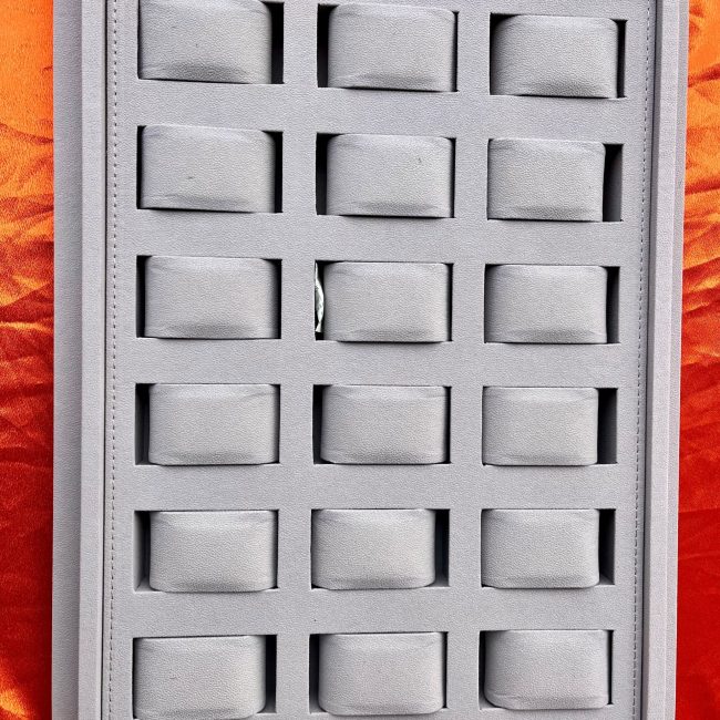 18-Slot Gray Leather Watch Display Tray/Organizer