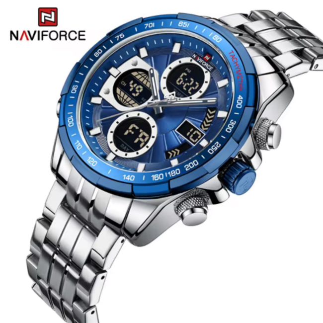 NAVIFORCE 9197 Men's Dual Time Stainless Steel Watch