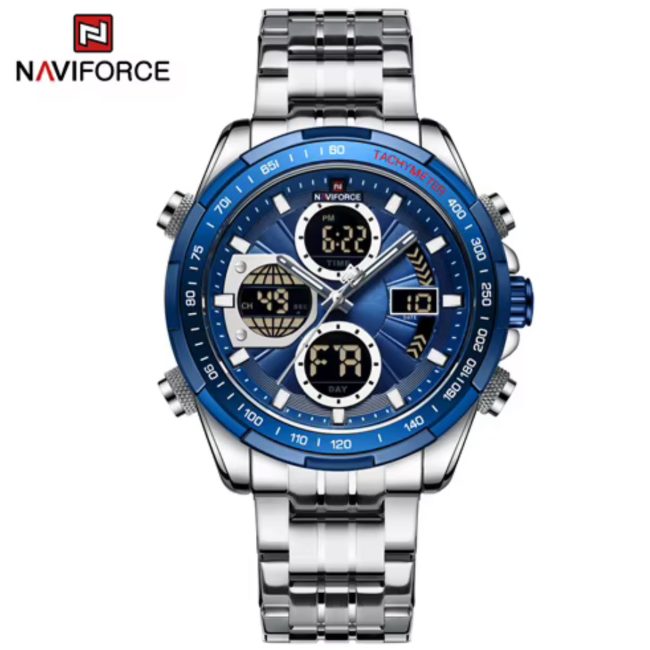 NAVIFORCE 9197 Men's Dual Time Stainless Steel Watch