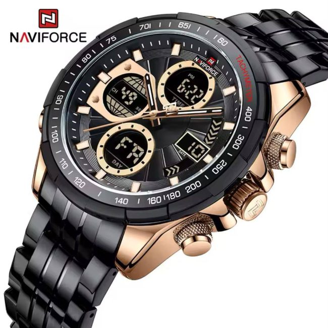 NAVIFORCE 9197 Men's Dual Time Stainless Steel Watch