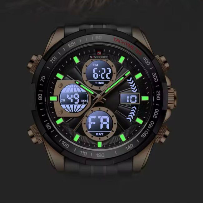 NAVIFORCE 9197 Men's Dual Time Stainless Steel Watch