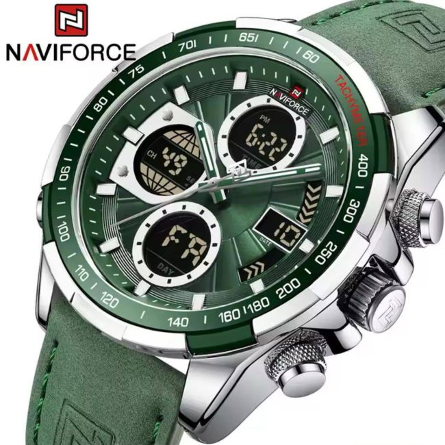 NAVIFORCE 9197 Men's Dual Time Leather Watch