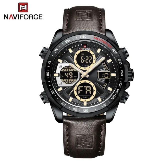 NAVIFORCE 9197 Men's Dual Time Leather Watch