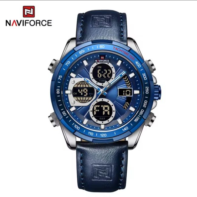 NAVIFORCE 9197 Men's Dual Time Leather Watch