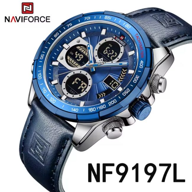 NAVIFORCE 9197 Men's Dual Time Leather Watch
